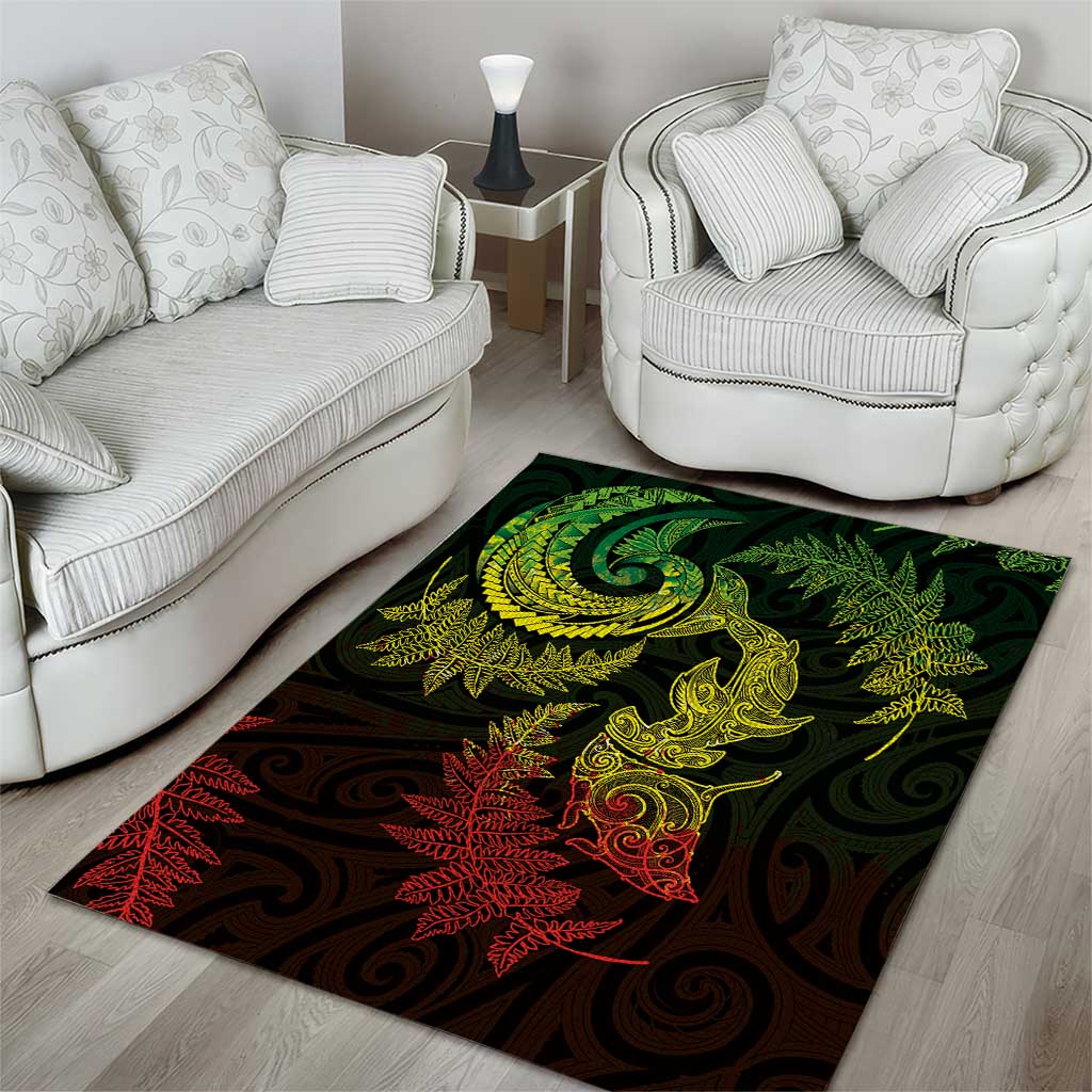 New Zealand Sea Animals with Maori Tribal Tattoo Area Rug Shark Manta Ray with Silver Fern Reggae LT03 - Polynesian Pride