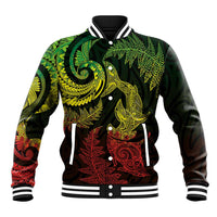 New Zealand Sea Animals with Maori Tribal Tattoo Baseball Jacket Shark Manta Ray with Silver Fern Reggae LT03 Unisex Reggae - Polynesian Pride