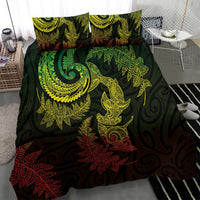 New Zealand Sea Animals with Maori Tribal Tattoo Bedding Set Shark Manta Ray with Silver Fern Reggae LT03 - Polynesian Pride