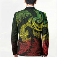 New Zealand Sea Animals with Maori Tribal Tattoo Blazer Shark Manta Ray with Silver Fern Reggae LT03 - Polynesian Pride