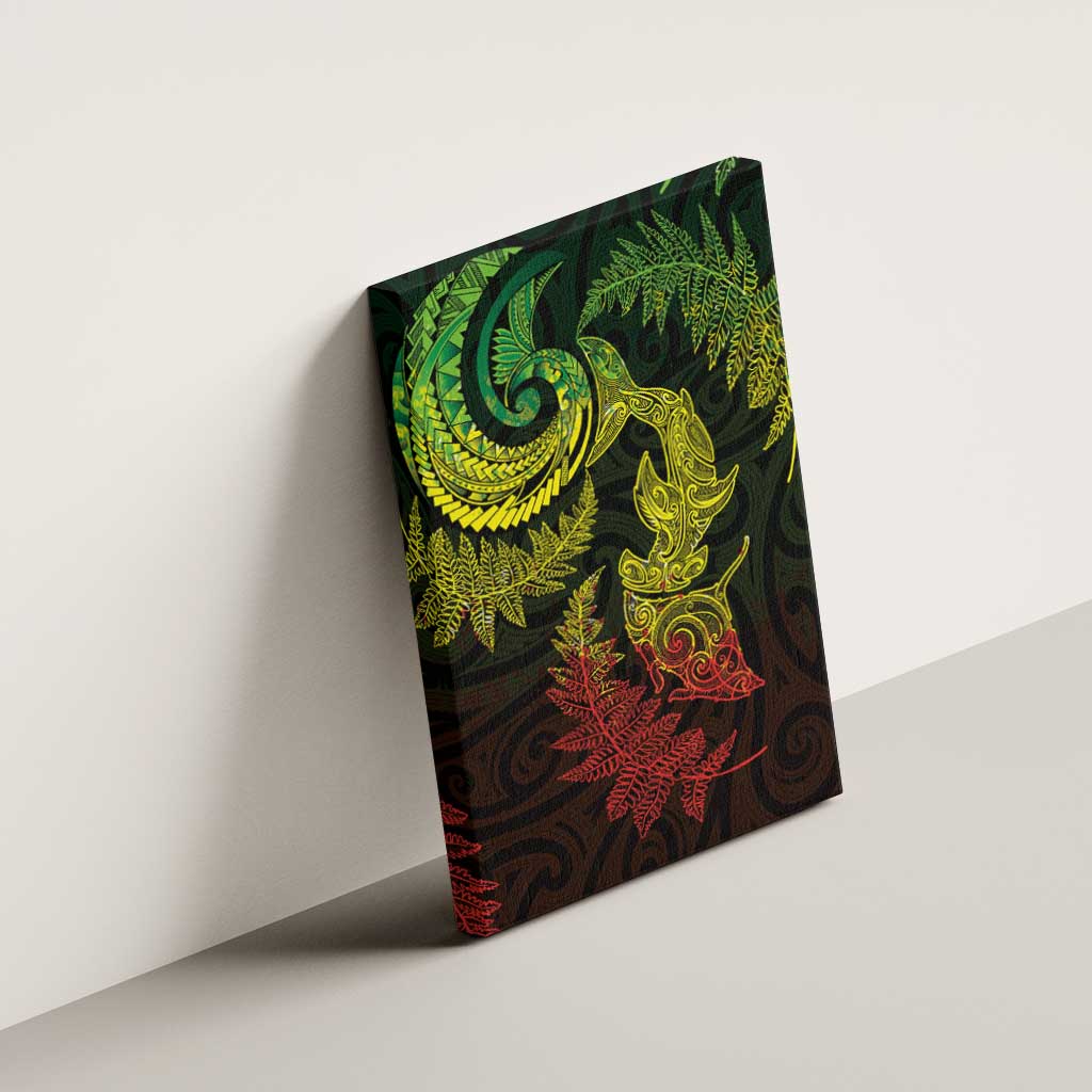 New Zealand Sea Animals with Maori Tribal Tattoo Canvas Wall Art Shark Manta Ray with Silver Fern Reggae LT03 - Polynesian Pride
