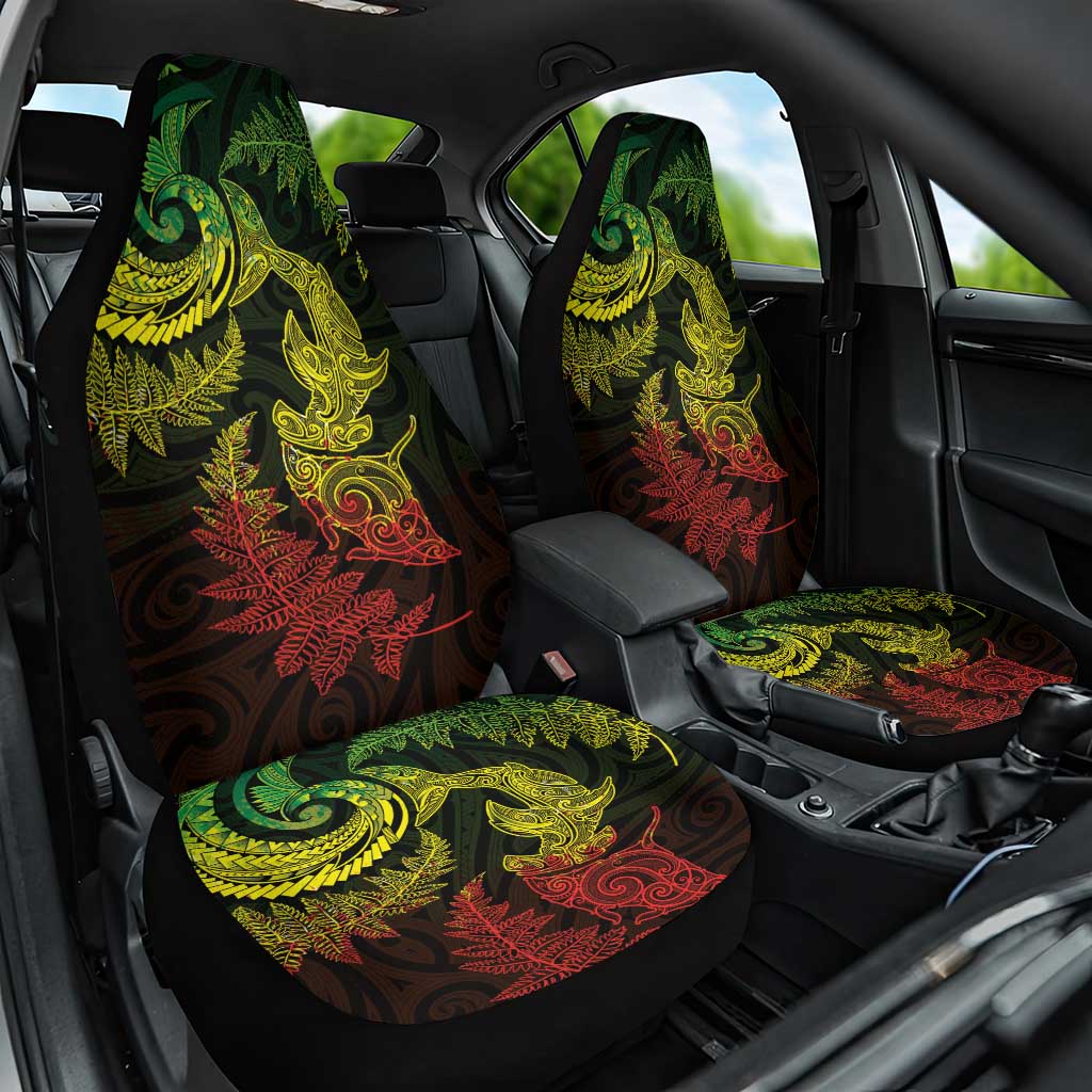 New Zealand Sea Animals with Maori Tribal Tattoo Car Seat Cover Shark Manta Ray with Silver Fern Reggae LT03 One Size Reggae - Polynesian Pride