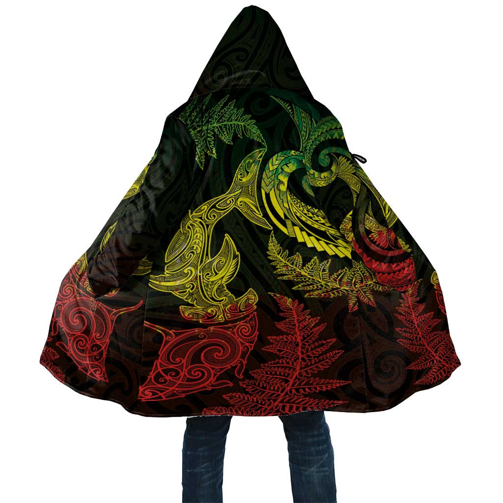 New Zealand Sea Animals with Maori Tribal Tattoo Cloak Shark Manta Ray with Silver Fern Reggae LT03 Unisex Reggae - Polynesian Pride