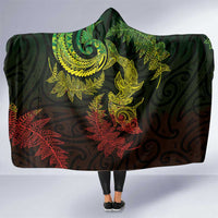 New Zealand Sea Animals with Maori Tribal Tattoo Hooded Blanket Shark Manta Ray with Silver Fern Reggae LT03 One Size Reggae - Polynesian Pride