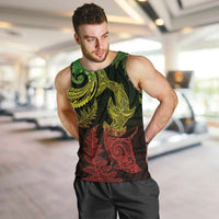 New Zealand Sea Animals with Maori Tribal Tattoo Men Tank Top Shark Manta Ray with Silver Fern Reggae LT03 Reggae - Polynesian Pride