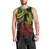 New Zealand Sea Animals with Maori Tribal Tattoo Men Tank Top Shark Manta Ray with Silver Fern Reggae LT03 - Polynesian Pride