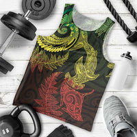 New Zealand Sea Animals with Maori Tribal Tattoo Men Tank Top Shark Manta Ray with Silver Fern Reggae LT03 - Polynesian Pride