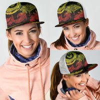 New Zealand Sea Animals with Maori Tribal Tattoo Mesh Trucker Cap Shark Manta Ray with Silver Fern Reggae
