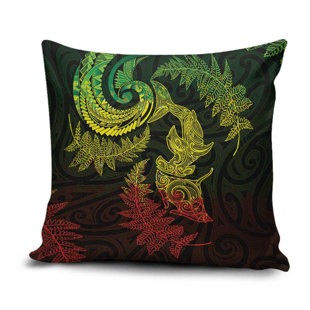 New Zealand Sea Animals with Maori Tribal Tattoo Pillow Cover Shark Manta Ray with Silver Fern Reggae LT03 Reggae - Polynesian Pride
