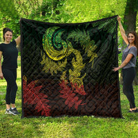 New Zealand Sea Animals with Maori Tribal Tattoo Quilt Shark Manta Ray with Silver Fern Reggae LT03 - Polynesian Pride