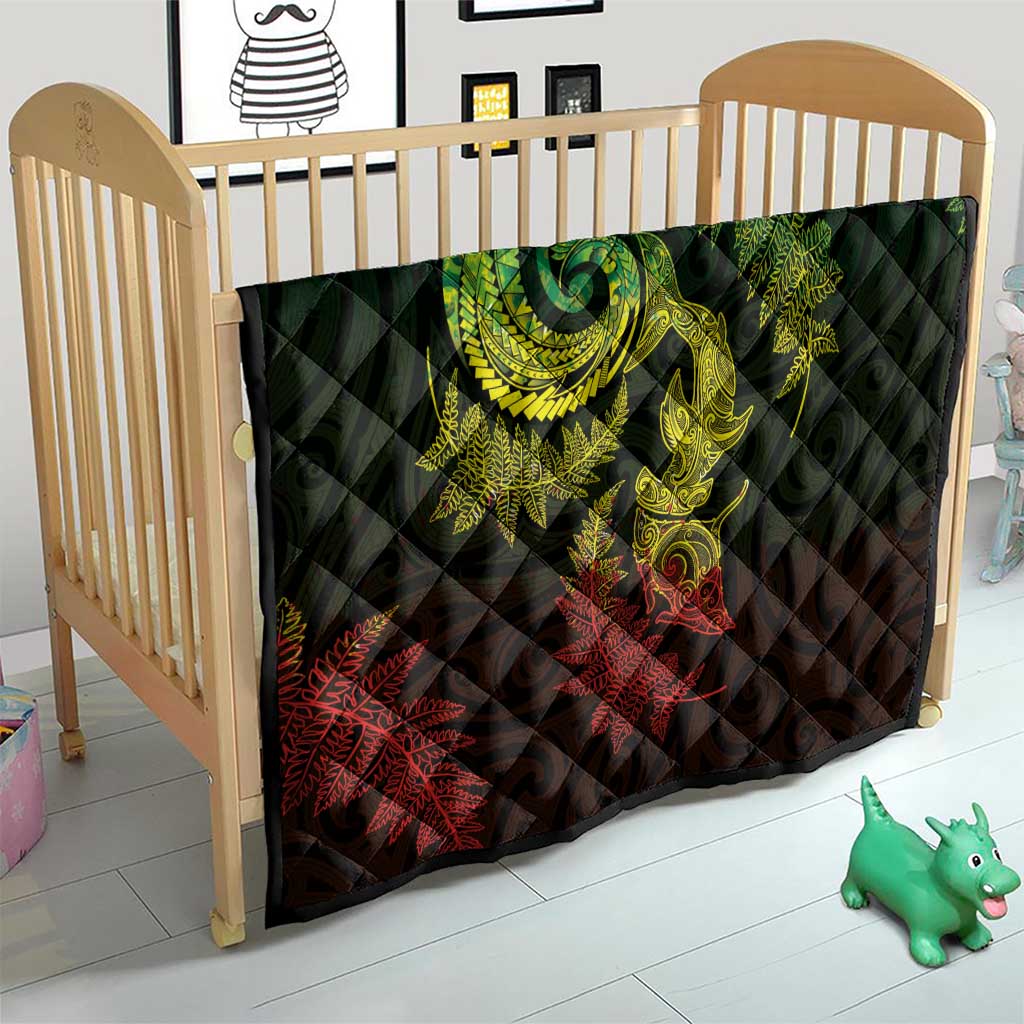 New Zealand Sea Animals with Maori Tribal Tattoo Quilt Shark Manta Ray with Silver Fern Reggae LT03 - Polynesian Pride