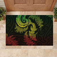 New Zealand Sea Animals with Maori Tribal Tattoo Rubber Doormat Shark Manta Ray with Silver Fern Reggae LT03 Reggae - Polynesian Pride