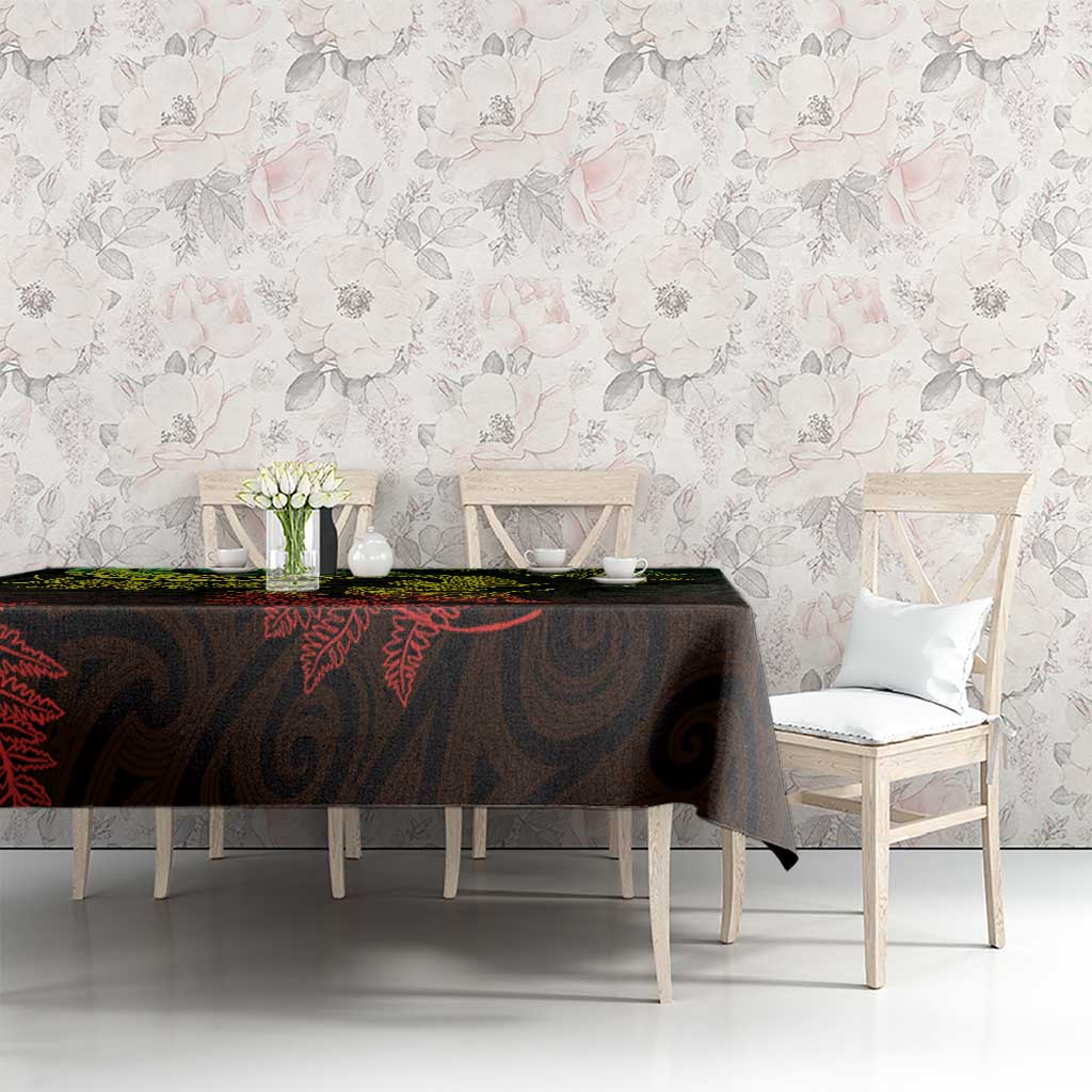 New Zealand Sea Animals with Maori Tribal Tattoo Tablecloth Shark Manta Ray with Silver Fern Reggae LT03 - Polynesian Pride