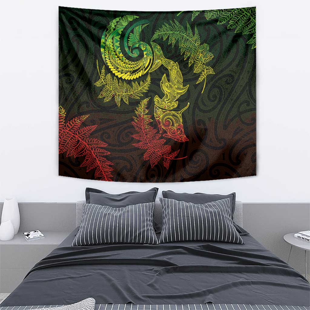 New Zealand Sea Animals with Maori Tribal Tattoo Tapestry Shark Manta Ray with Silver Fern Reggae LT03 - Polynesian Pride