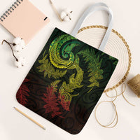New Zealand Sea Animals with Maori Tribal Tattoo Tote Bag Shark Manta Ray with Silver Fern Reggae LT03 White Strap One Size Reggae - Polynesian Pride