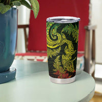 New Zealand Sea Animals with Maori Tribal Tattoo Tumbler Cup Shark Manta Ray with Silver Fern Reggae LT03 - Polynesian Pride