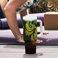 New Zealand Sea Animals with Maori Tribal Tattoo Tumbler With Handle Shark Manta Ray with Silver Fern Reggae LT03 - Polynesian Pride