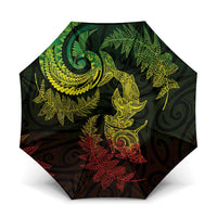New Zealand Sea Animals with Maori Tribal Tattoo Umbrella Shark Manta Ray with Silver Fern Reggae LT03 One Size Folded 11.42 inch Opened Diameter 37.4 inch Reggae - Polynesian Pride