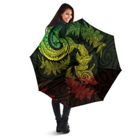 New Zealand Sea Animals with Maori Tribal Tattoo Umbrella Shark Manta Ray with Silver Fern Reggae LT03 - Polynesian Pride