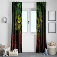 New Zealand Sea Animals with Maori Tribal Tattoo Window Curtain Shark Manta Ray with Silver Fern Reggae LT03 - Polynesian Pride