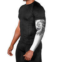 New Zealand Sea Animals with Maori Tribal Tattoo Arm Sleeves Shark Manta Ray with Silver Fern White LT03 - Polynesian Pride