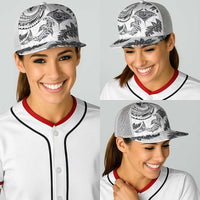 New Zealand Sea Animals with Maori Tribal Tattoo Baseball Net Cap Shark Manta Ray with Silver Fern White LT03 - Polynesian Pride