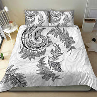 New Zealand Sea Animals with Maori Tribal Tattoo Bedding Set Shark Manta Ray with Silver Fern White LT03 - Polynesian Pride