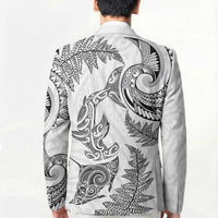 New Zealand Sea Animals with Maori Tribal Tattoo Blazer Shark Manta Ray with Silver Fern White LT03 - Polynesian Pride