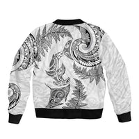 New Zealand Sea Animals with Maori Tribal Tattoo Bomber Jacket Shark Manta Ray with Silver Fern White LT03 - Polynesian Pride