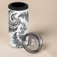 New Zealand Sea Animals with Maori Tribal Tattoo 4 in 1 Can Cooler Tumbler Shark Manta Ray with Silver Fern White LT03 - Polynesian Pride