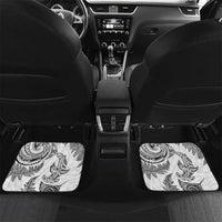 New Zealand Sea Animals with Maori Tribal Tattoo Car Mats Shark Manta Ray with Silver Fern White LT03 Set 2pcs - Back White - Polynesian Pride