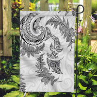 New Zealand Sea Animals with Maori Tribal Tattoo Garden Flag Shark Manta Ray with Silver Fern White LT03 Garden Flag White - Polynesian Pride