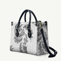 New Zealand Sea Animals with Maori Tribal Tattoo Leather Bag Shark Manta Ray with Silver Fern White LT03 White - Polynesian Pride