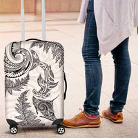 New Zealand Sea Animals with Maori Tribal Tattoo Luggage Cover Shark Manta Ray with Silver Fern White LT03 White - Polynesian Pride
