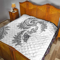 New Zealand Sea Animals with Maori Tribal Tattoo Quilt Shark Manta Ray with Silver Fern White LT03 - Polynesian Pride