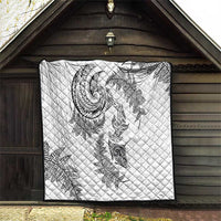 New Zealand Sea Animals with Maori Tribal Tattoo Quilt Shark Manta Ray with Silver Fern White LT03 - Polynesian Pride