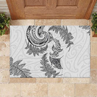 New Zealand Sea Animals with Maori Tribal Tattoo Rubber Doormat Shark Manta Ray with Silver Fern White LT03 White - Polynesian Pride
