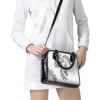 New Zealand Sea Animals with Maori Tribal Tattoo Shoulder Handbag Shark Manta Ray with Silver Fern White LT03 - Polynesian Pride