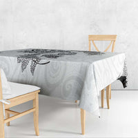 New Zealand Sea Animals with Maori Tribal Tattoo Tablecloth Shark Manta Ray with Silver Fern White LT03 - Polynesian Pride