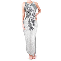 New Zealand Sea Animals with Maori Tribal Tattoo Tank Maxi Dress Shark Manta Ray with Silver Fern White
