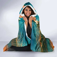 Hawaiian Turtles on Beach Hooded Blanket with Pineapple Tropical Plant and Lei