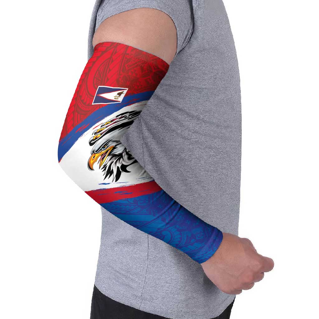 American Samoa Flag Day Arm Sleeves Polynesian Art Geometric with Flag Brush Style