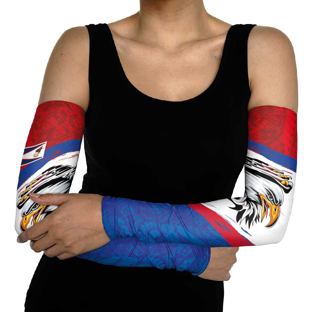 American Samoa Flag Day Arm Sleeves Polynesian Art Geometric with Flag Brush Style