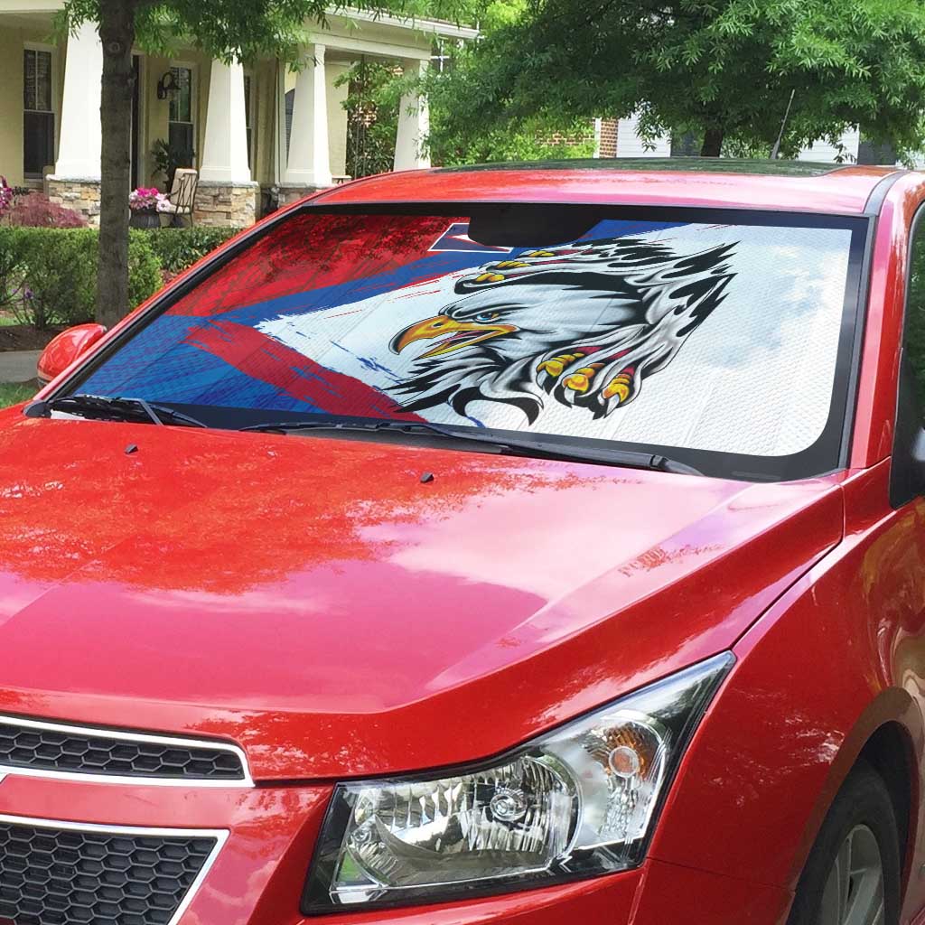 American Samoa Flag Day Auto Sun Shade Polynesian Art Geometric with Flag Brush Style