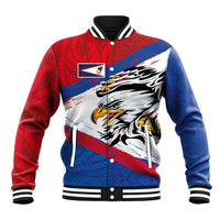 American Samoa Flag Day Baseball Jacket Polynesian Art Geometric with Flag Brush Style
