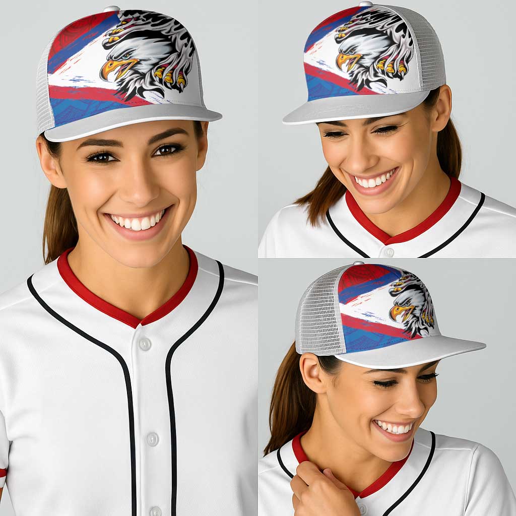 American Samoa Flag Day Baseball Net Cap Polynesian Art Geometric with Flag Brush Style