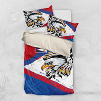 American Samoa Flag Day Bedding Set Polynesian Art Geometric with Flag Brush Style