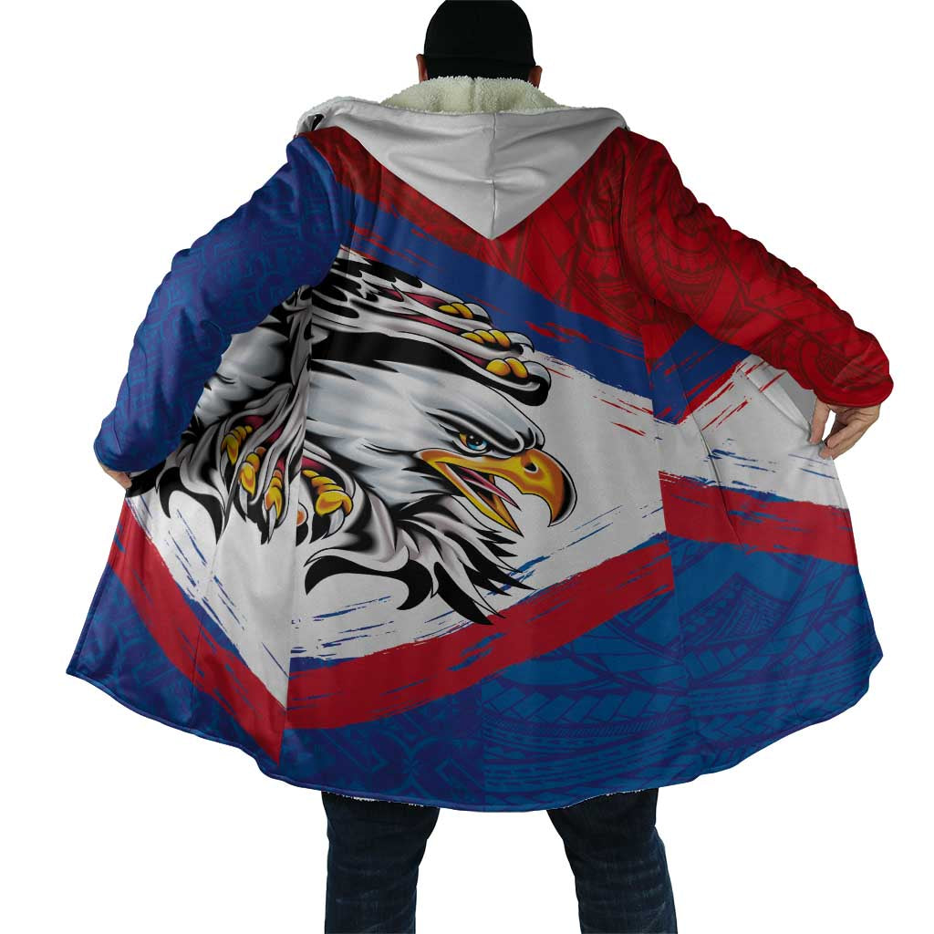 American Samoa Flag Day Cloak Polynesian Art Geometric with Flag Brush Style