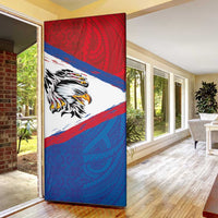 American Samoa Flag Day Door Cover Polynesian Art Geometric with Flag Brush Style