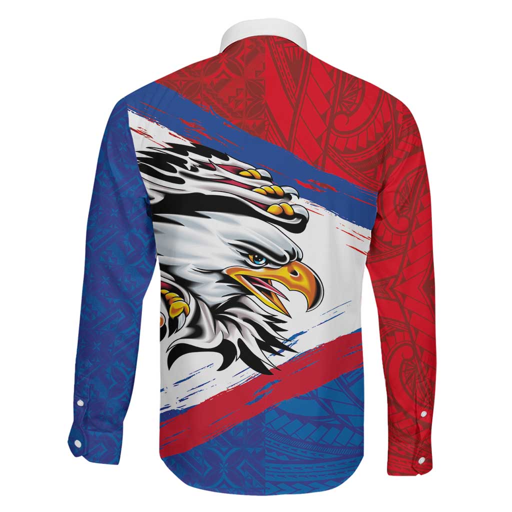 American Samoa Flag Day Family Matching Long Sleeve Bodycon Dress and Hawaiian Shirt Polynesian Art Geometric with Flag Brush Style LT03 - Polynesian Pride